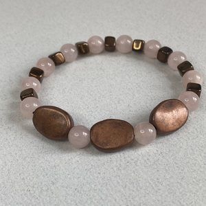 Rose quartz copper beaded bracelet handmade